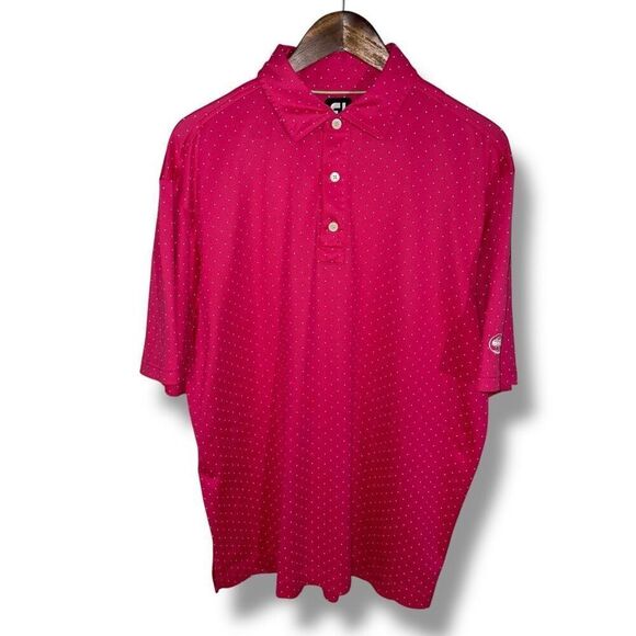 Footjoy Hot Pink Polka Dot Performance Golf Polo Shirt Sz L - Picture 1 of 8
